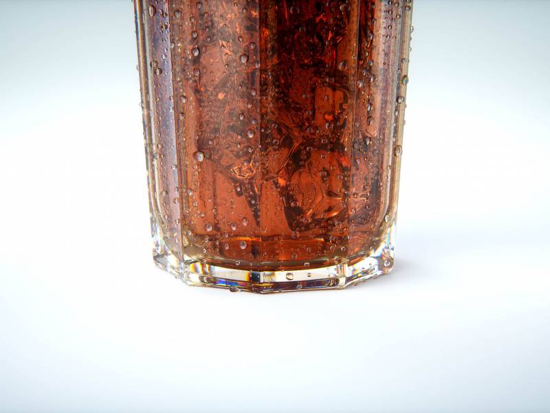 Premium 3D Model of a Cola Glass Filled with Ice Cubes, Covered in Water Condensation, and Containing Bubbles in the Liquid