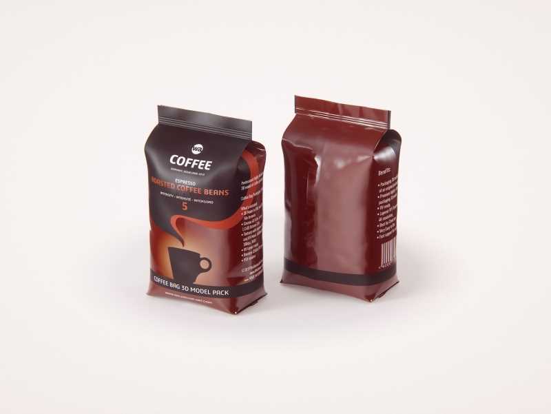 Plastic Coffee Bag 1000g (Wide) for Roasted Coffee packaging 3d model