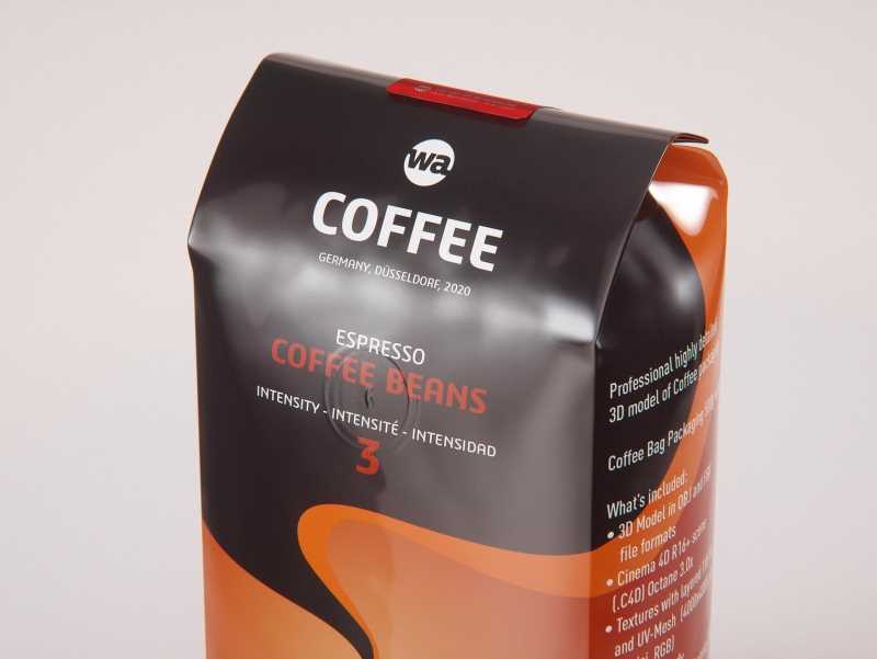 Coffee Bag packaging 3d model 500g with tab