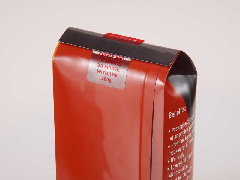 Coffee Bag packaging 3d model 500g with tab