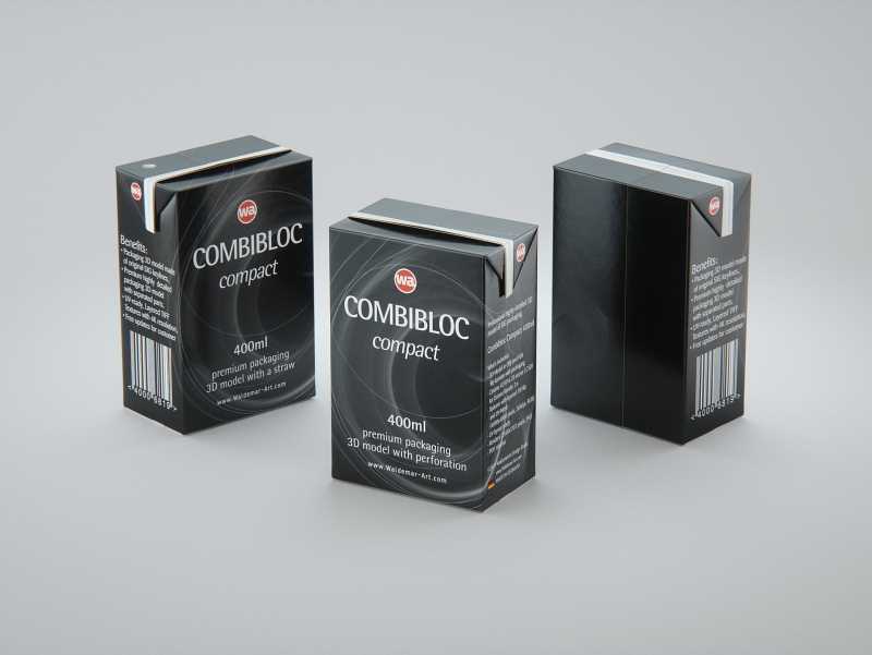 SIG combiBloc Compact 400ml with perforation, straw hole and no opening packaging 3D model