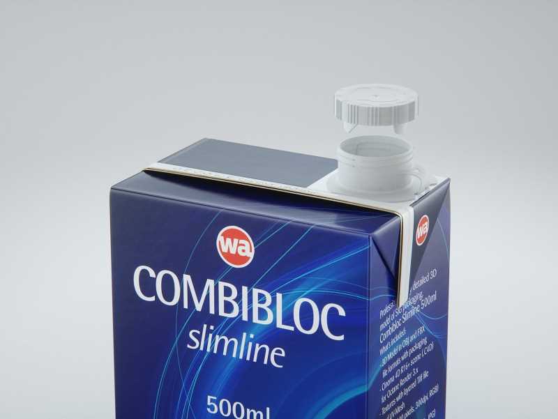 3D model of the SIG Combibloc Slimline 500ml packaging with tethered cap CombiCap