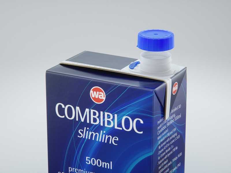 3D model of the SIG Combibloc Slimline 500ml packaging with combiSwift