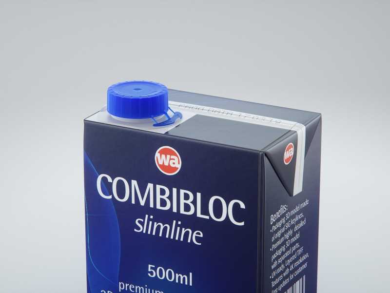 3D model of the SIG Combibloc Slimline 500ml packaging with combiSwift