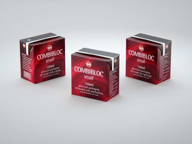 SIG CombiBloc Small 150ml with perforation and a straw hole packaging 3D model pak