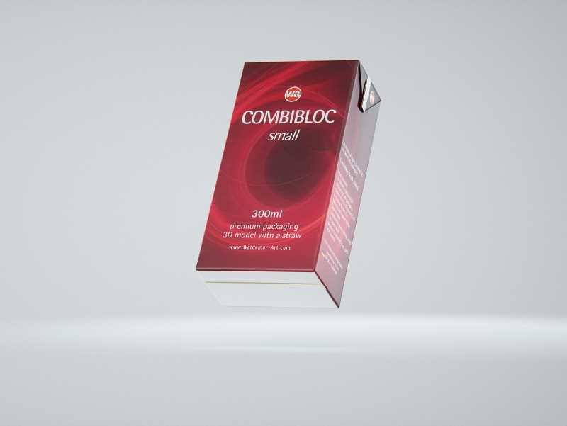 SIG CombiBloc Small 300ml with perforation and a straw hole packaging 3D model pak