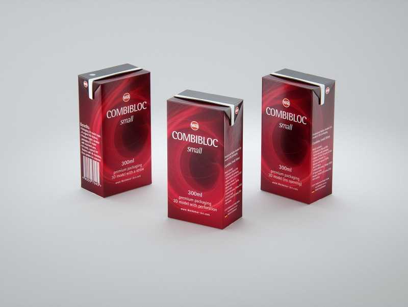 SIG CombiBloc Small 300ml with perforation and a straw hole packaging 3D model pak