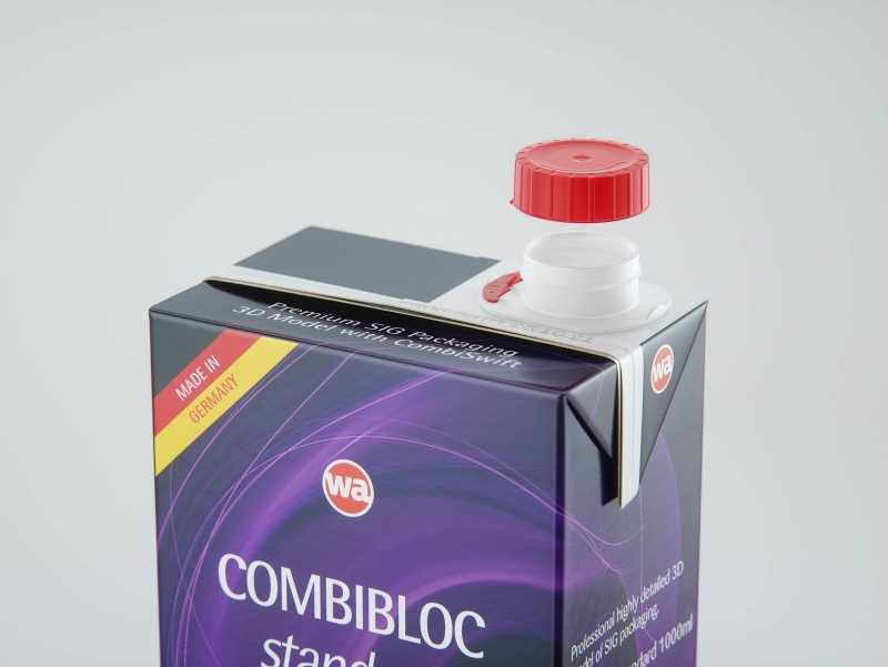 SIG Combibloc Standard 1000ml carton packaging 3d model with CombiSwift closure