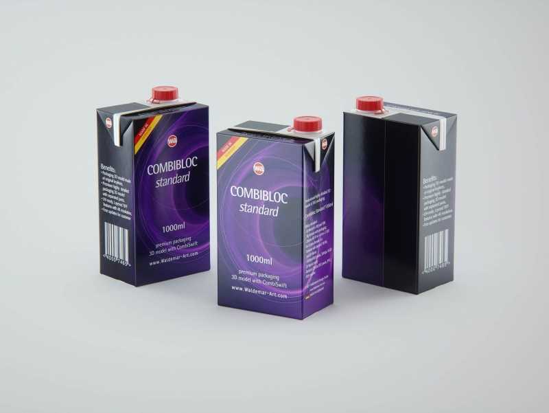 SIG Combibloc Standard 1000ml carton packaging 3d model with CombiSwift closure