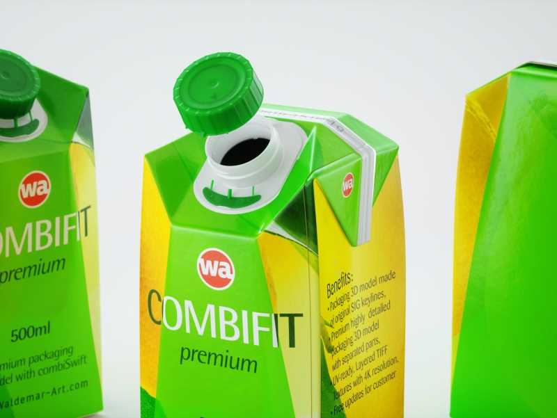 Packaging 3D model of SIG Combifit Premium 500ml with Combi-Swift closer