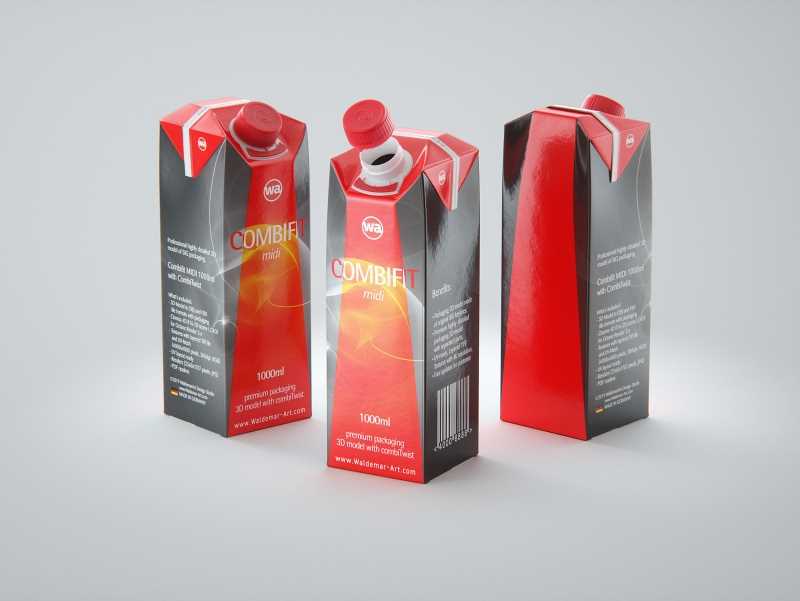 SIG combiFit Midi 1000ml with combiTwist closure packaging 3D model