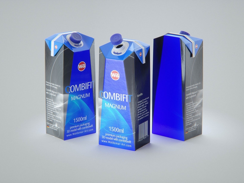 SIG CombiFit Magnum 1500ml carton packaging 3d model with CombiSwift