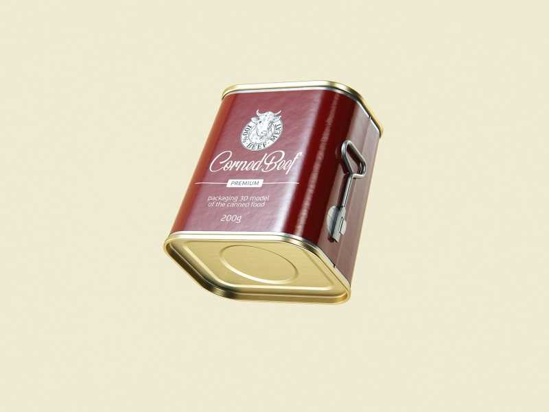 Corned Beef metal cans 200g (2 set) with the key packaging 3d model