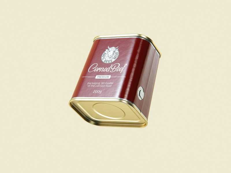 Corned Beef metal cans 200g (2 set) with the key packaging 3d model