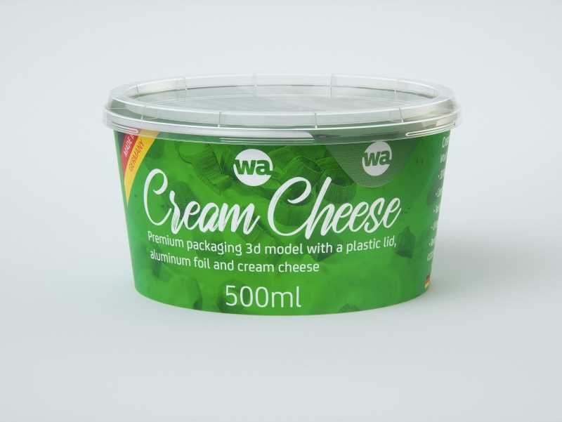 Cream Cheese Plastic cup premium packaging 3D model 500ml