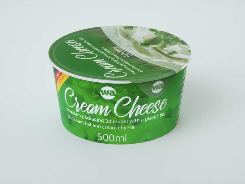 Cream Cheese Plastic cup premium packaging 3D model 500ml