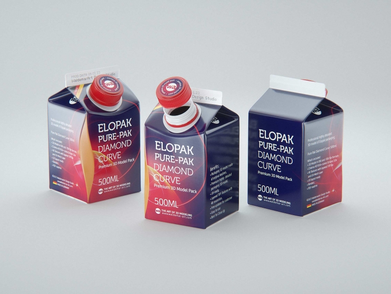 Elopak Pure-Pak Diamond-Curve Aseptic 500ml premium packaging 3D model