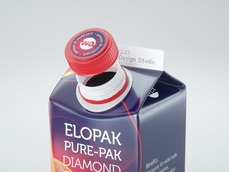 Elopak Pure-Pak Diamond-Curve Aseptic 500ml premium packaging 3D model