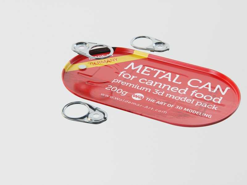 Metal Can 200g for canned fish food packaging 3D model pack with pull tab