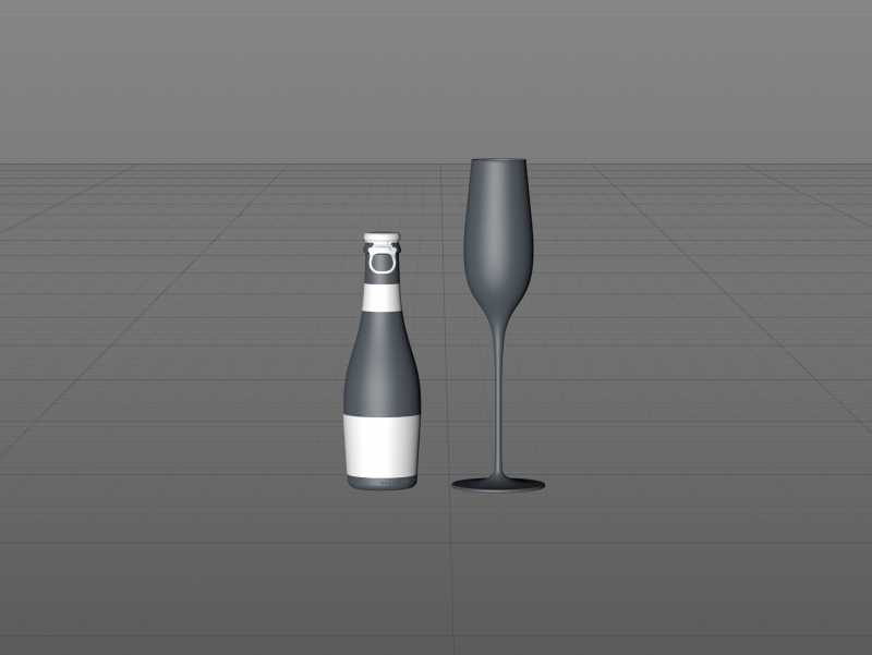 Fruit Secco glass bottle 200ml packaging 3d model with a Pull-off tab