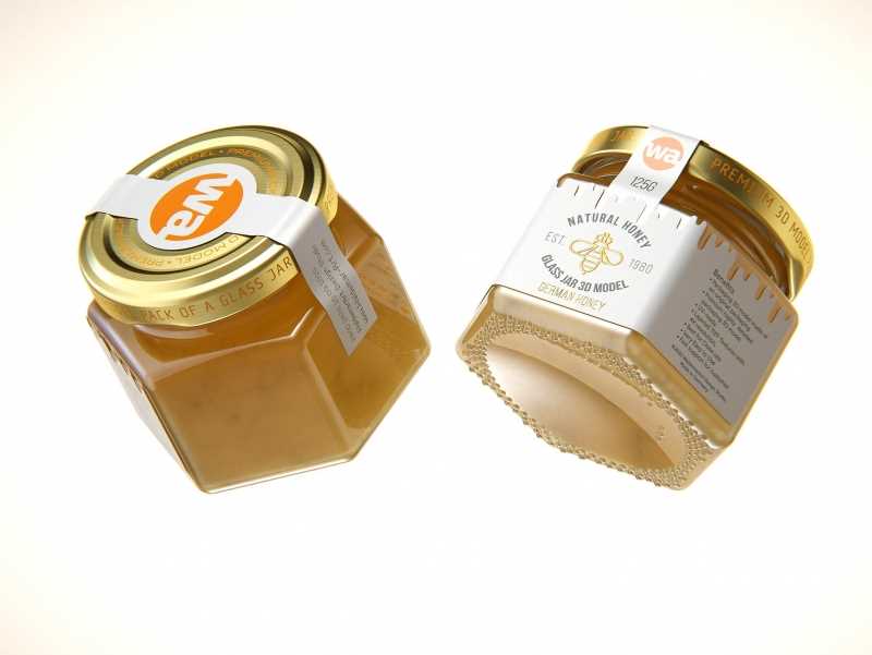 German Honey Glass Jar 125g packaging 3d model