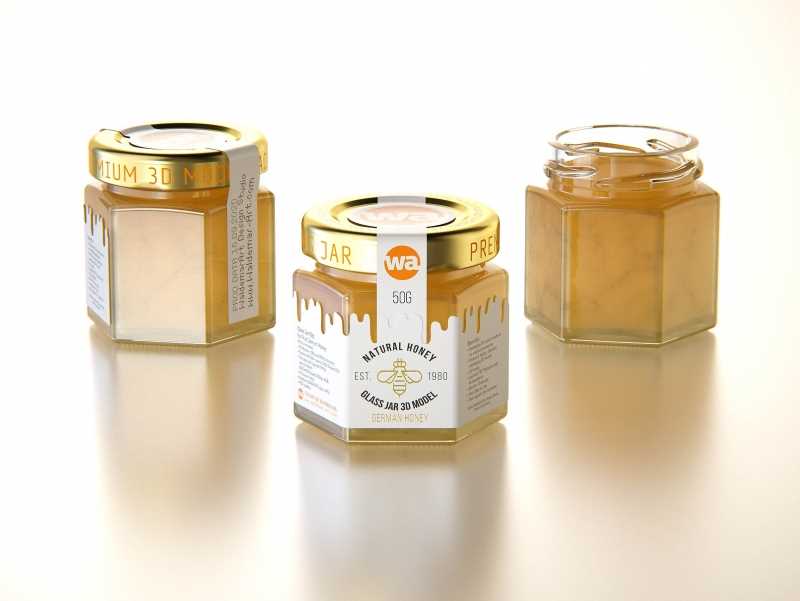 German Honey Glass Jar 50g packaging 3d model