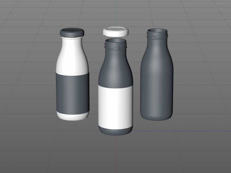 Green Smoothie/Juice Glass Bottle 250ml packaging 3D model pack