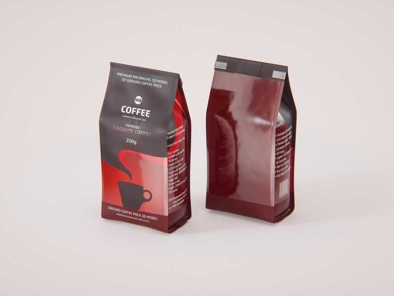 Ground Coffee Bag 200g packaging 3d model