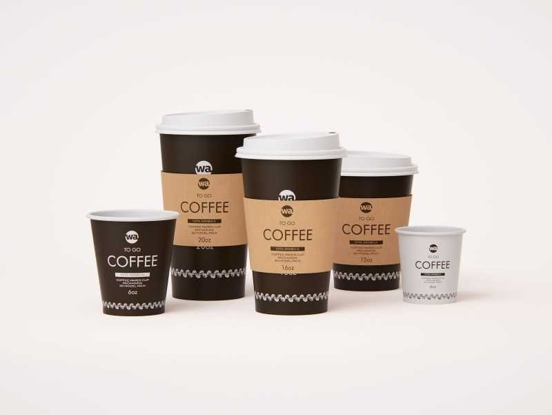 Group of Paper Coffee-To-Go Cups 3D model pack (4oz, 6oz, 12oz, 16oz, 20oz)