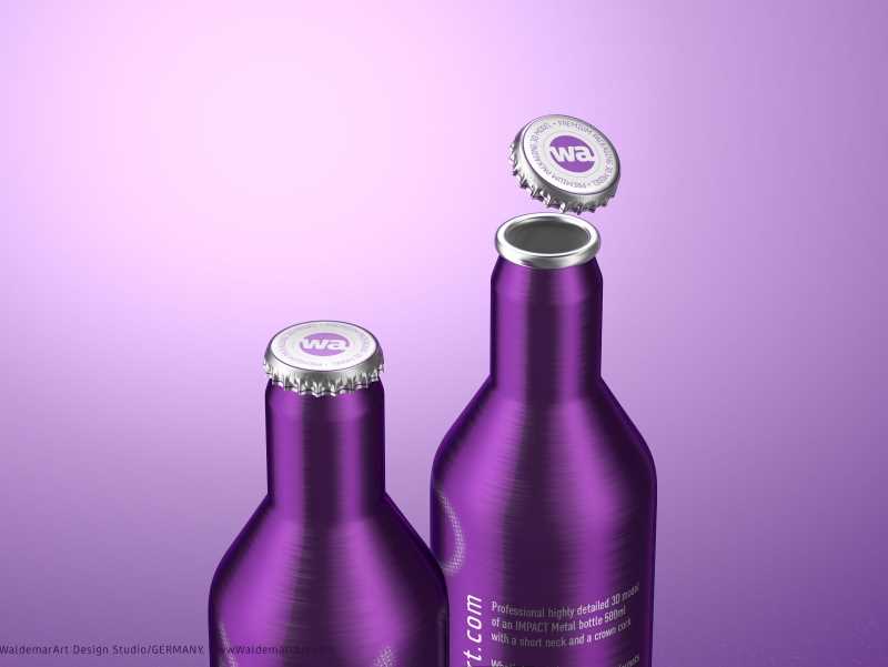 Impact Ball/Rexam metal bottles (short neck) 330 and 500ml packaging 3d model pack