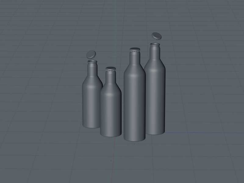 Impact Ball/Rexam metal bottles (short neck) 330 and 500ml packaging 3d model pack