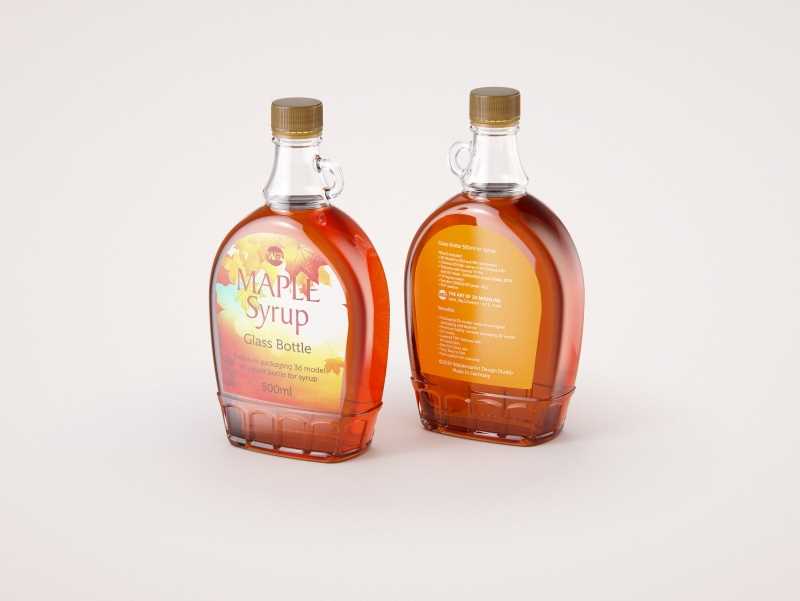 Maple Syrup Patterned Glass bottle 500ml 3D model pack