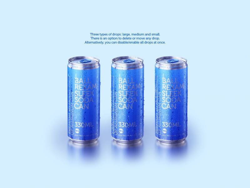 Metal Sleek can 330ml with frost and water condensation professional 3D model pack