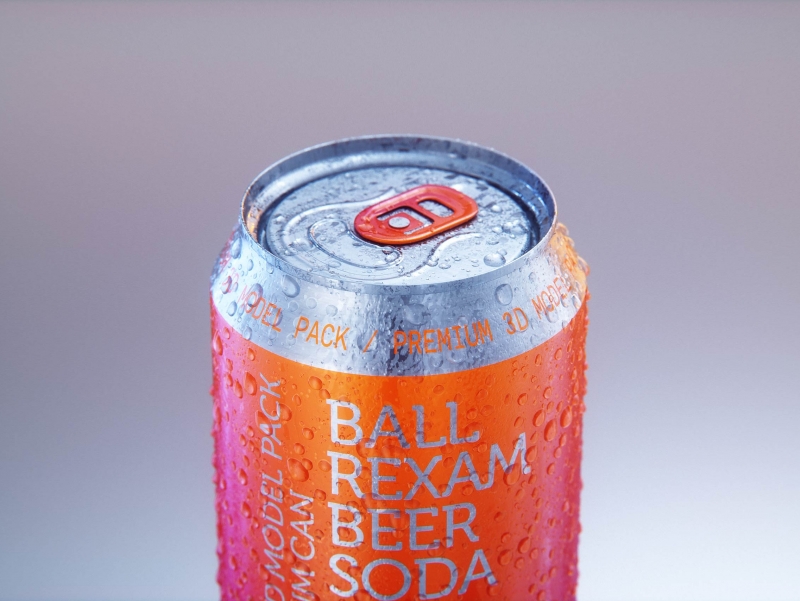 Metal Beer/Soda can 330ml with water droplets and condensation professional 3D model pack