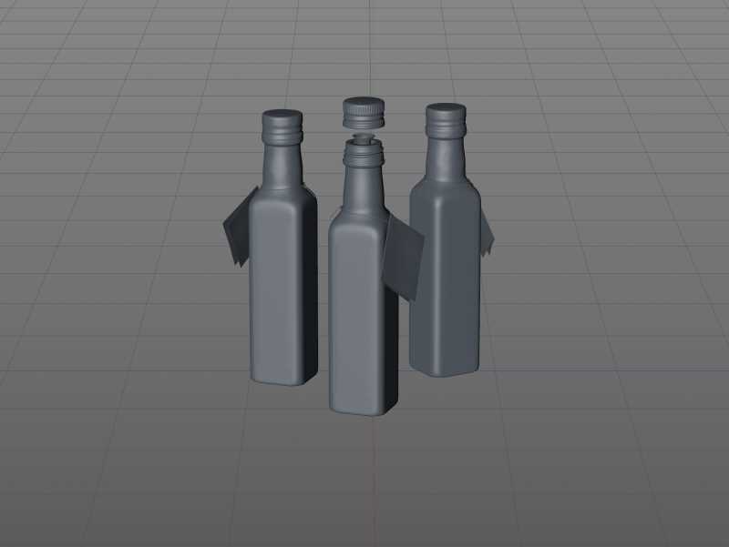 Olive oil square glass bottle 250ml Premium 3D model pack