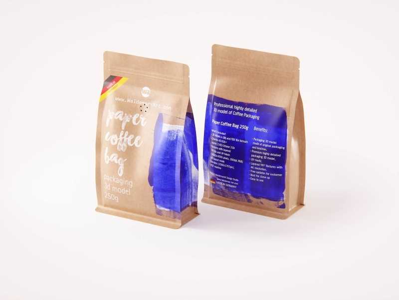 Paper Coffee Bag 250g with ZIP closure packaging 3D model