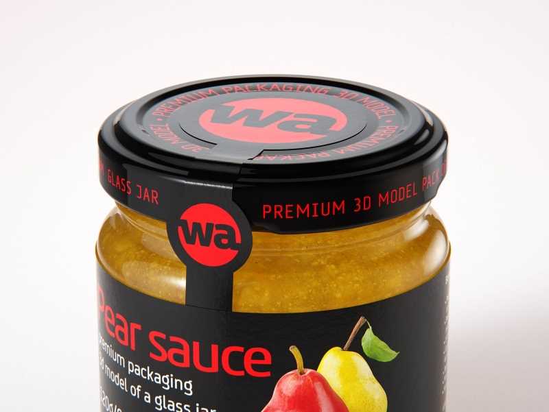 Pear Sauce Glass Jar 120g/90ml packaging 3d model