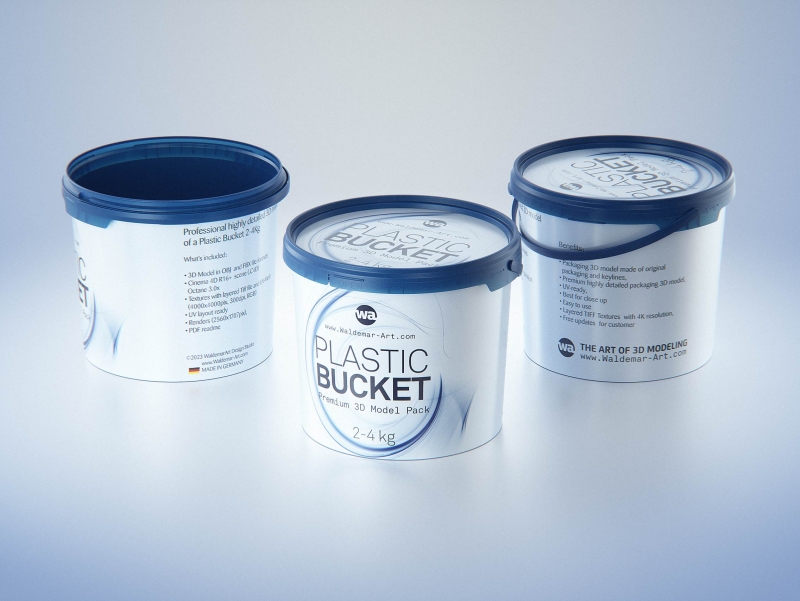 Plastic Bucket 2-4kg premium packaging 3D model