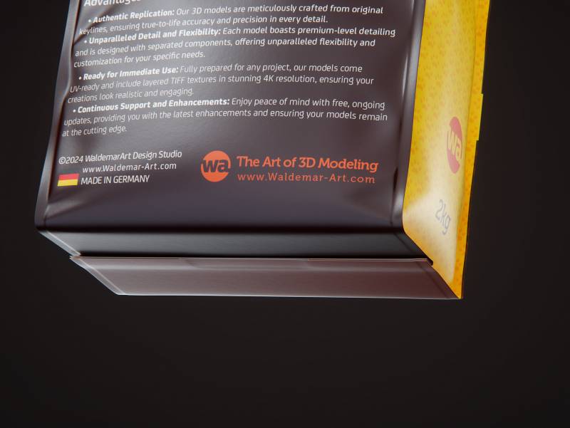 Premium 3D model of a 2kg plastic bag of pet food packaging