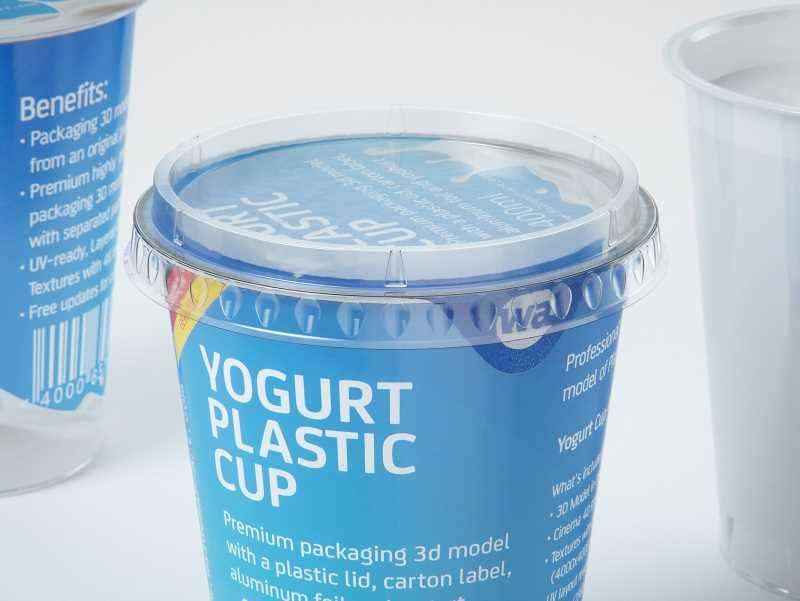 Yogurt Plastic Cup 400ml Premium packaging 3D model