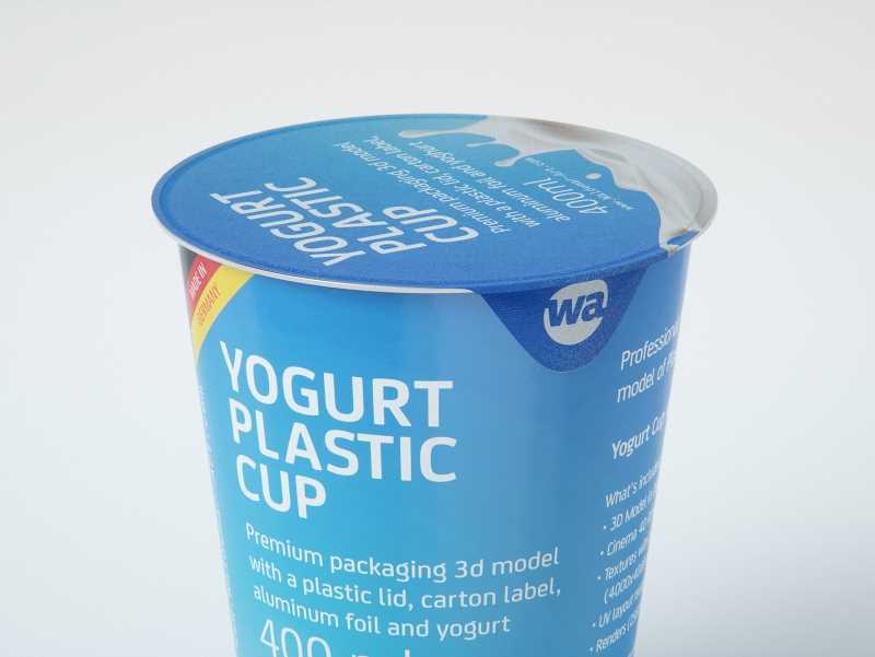 Yogurt Plastic Cup 400ml Premium packaging 3D model