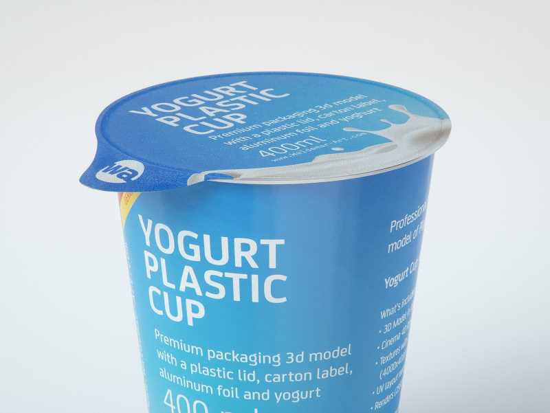 Yoghurt Plastic Cup 400ml Premium packaging 3D model
