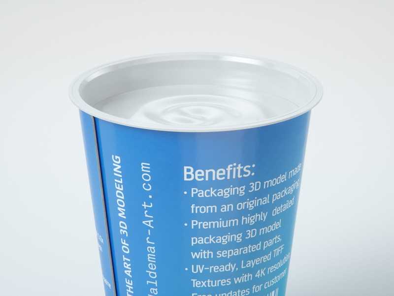 Yogurt Plastic Cup 400ml Premium packaging 3D model