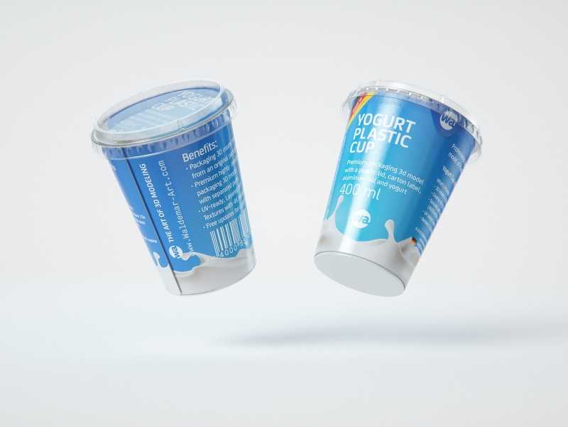 Yogurt Plastic Cup 400ml Premium packaging 3D model