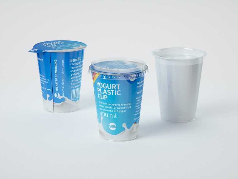 Yogurt Plastic Cup 400ml Premium packaging 3D model