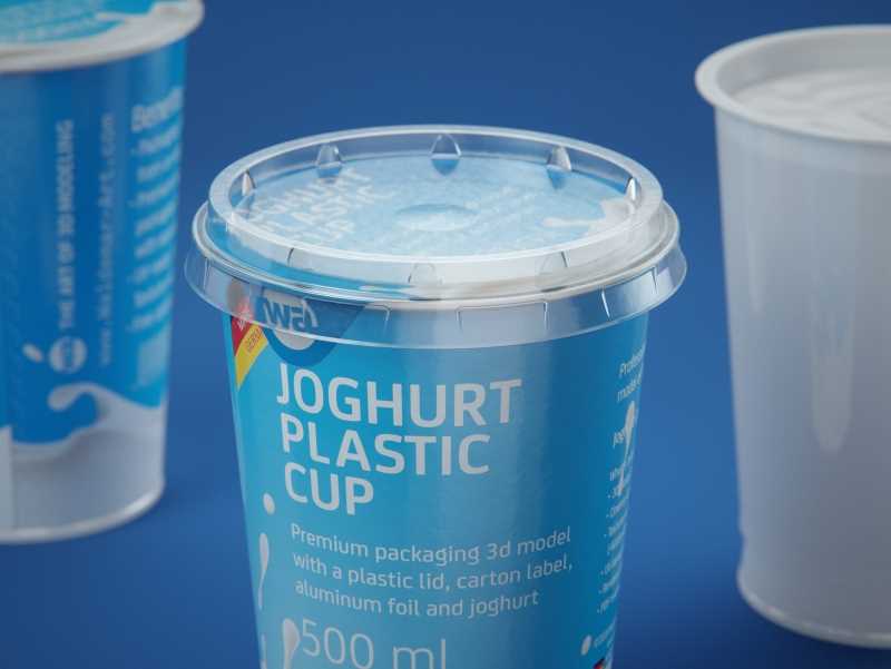 Yoghurt Plastic Cup 500ml Premium packaging 3D model