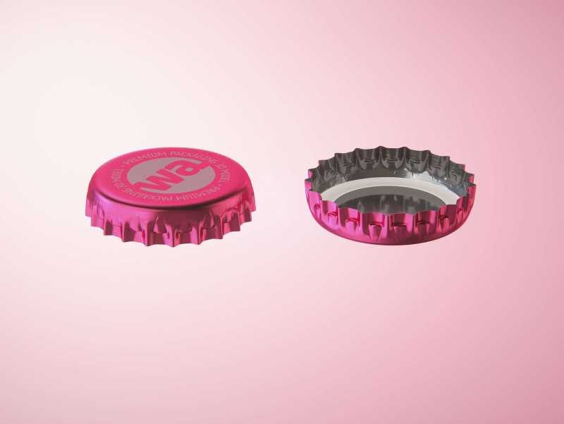 Prosecco (Frizzante) glass bottle 3D model 750ml with Crown cork and glass of fruit wine