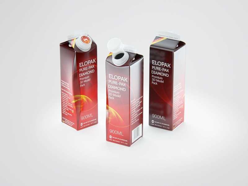 Elopak Pure-Pak Diamond Curve 900ml packaging 3D model pack