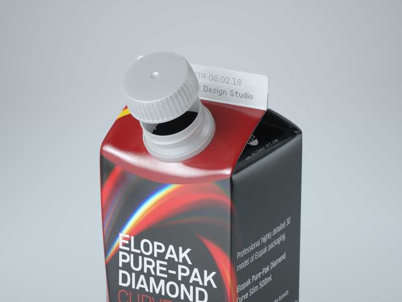 Elopak Pure-Pak Diamond Curve Slim 500ml Premium packaging 3D model