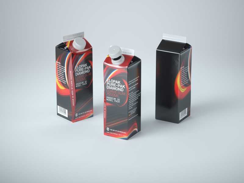 Elopak Pure-Pak Diamond Curve Slim 500ml Premium packaging 3D model